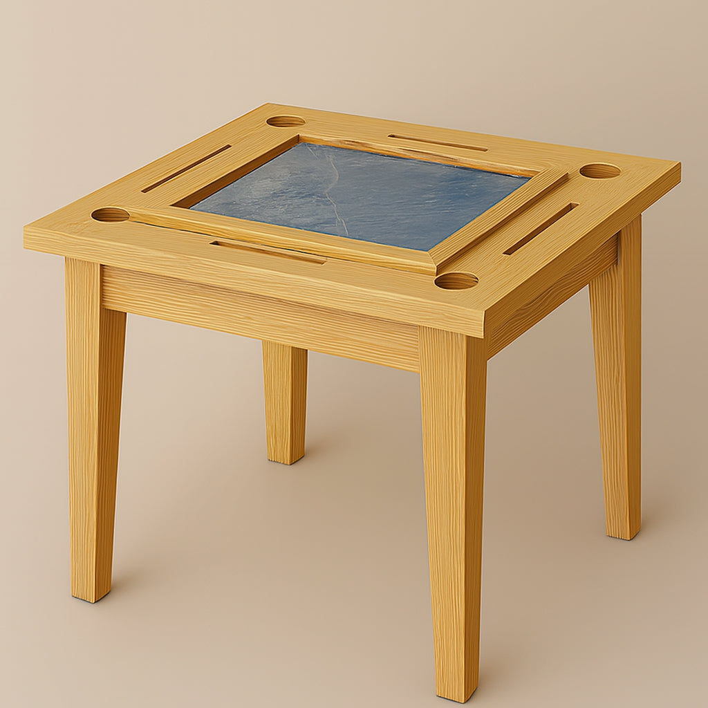 Mesa de Dominó Clásica Madera Maciza y Resina