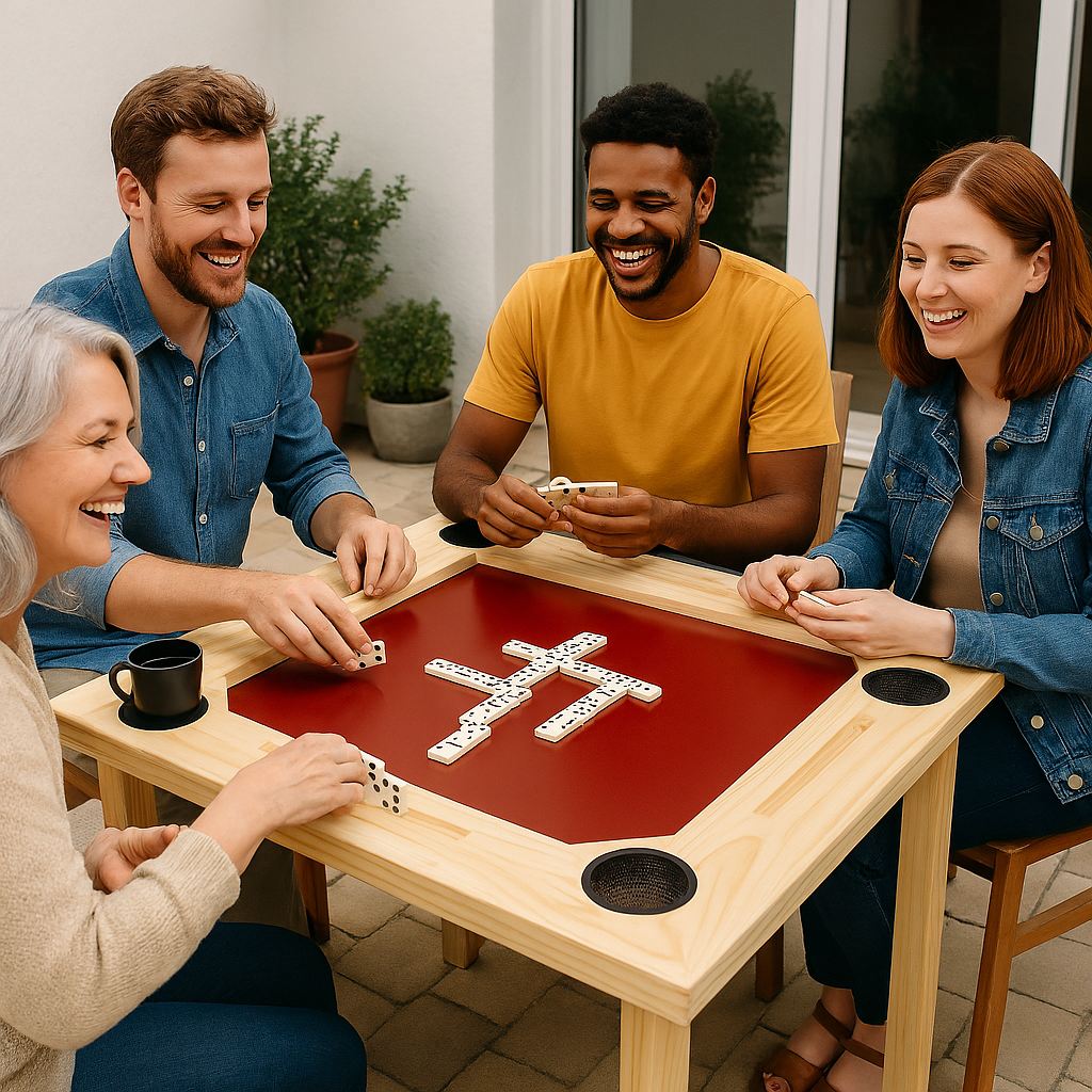 Mesa de Dominó Clásica de Madera y Resina