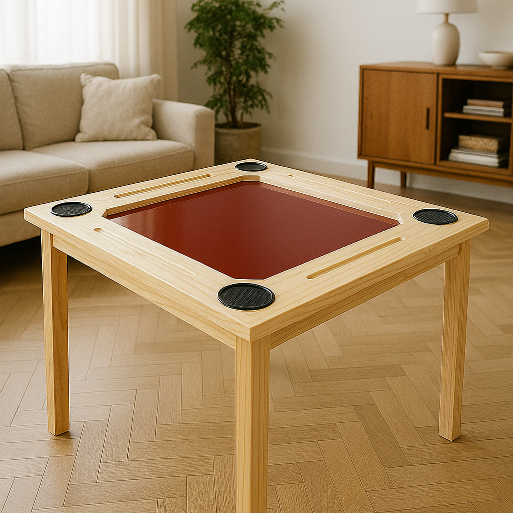 Mesa de Dominó Clásica de Madera y Resina